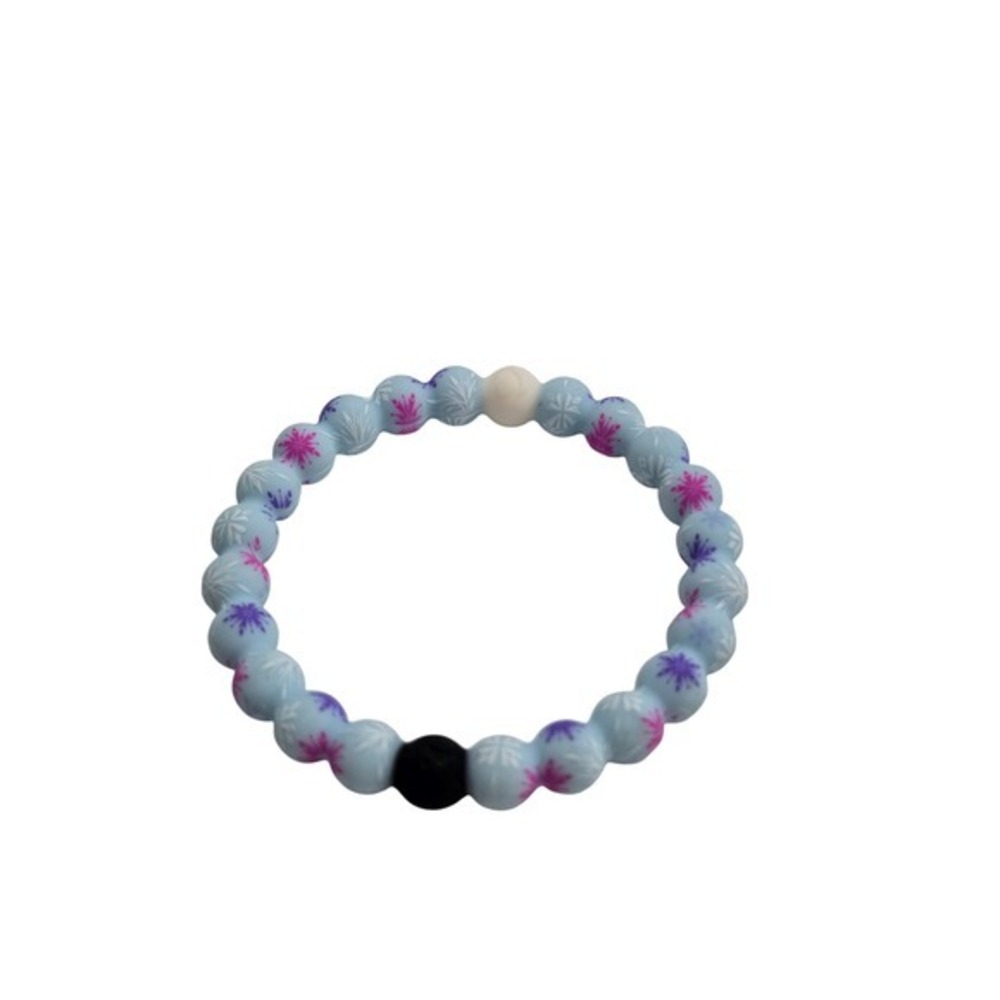 Lokai Disney Frozen Anna &‎ Elsa Bracelet Blue Snowflake Silicone Bead Small